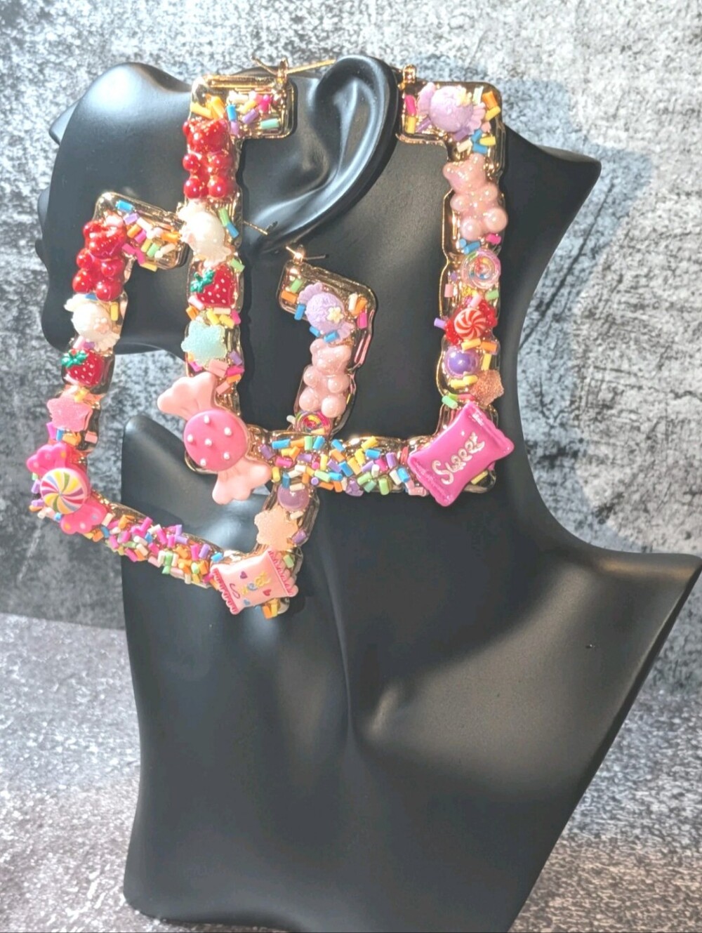 Hand Crafted Candy Charm Pink Statement Earrings From Our S3CHIQUE Collection